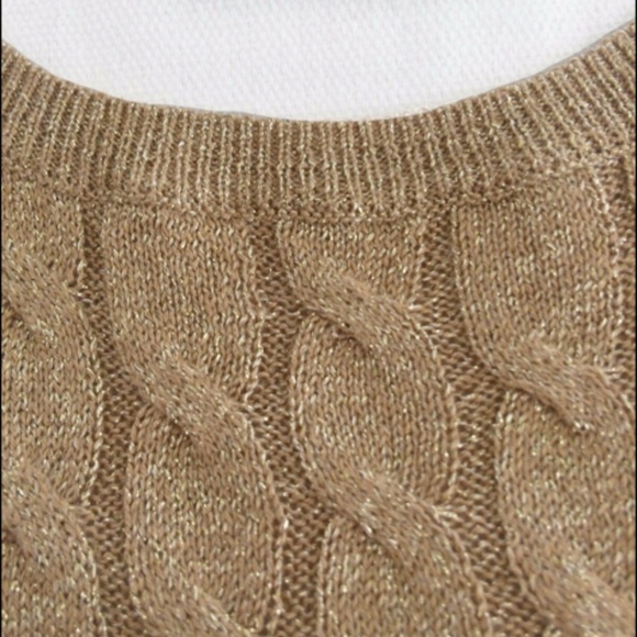 TALBOTS Petite Cable Knit Metallic Gold Sweater - Picture 4 of 5